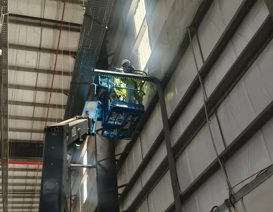 Mission critical site works with crane and structural steel